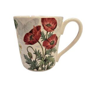 Pier 1 Imports Large Ironstone Botanical Floral Mug Cup 16 oz